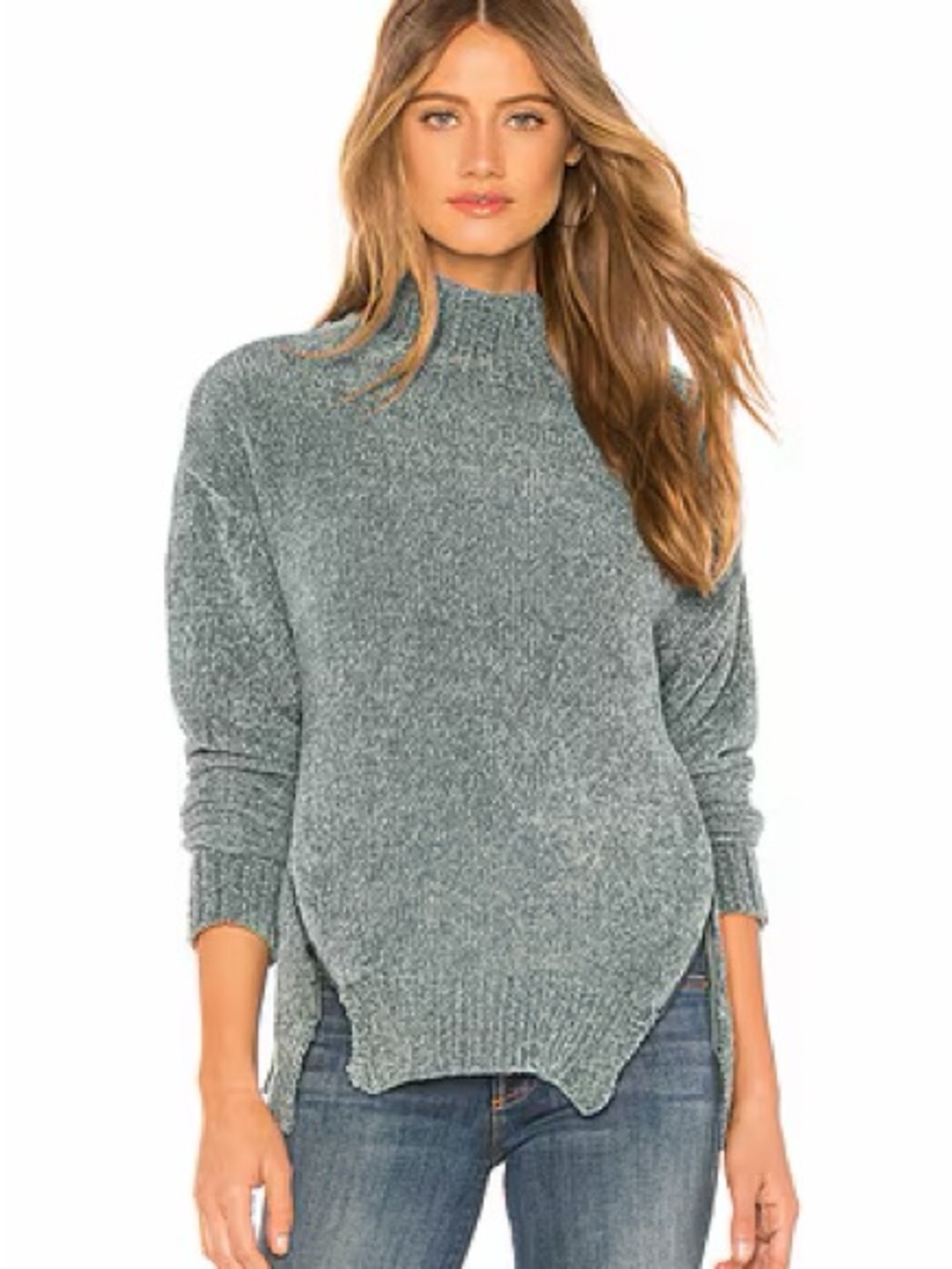 Lovers + Friends Cozy High-Neck Chenille Sweater - Heather Gray
